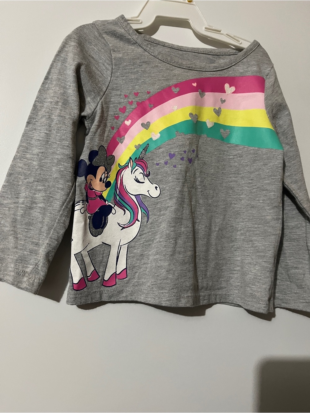Gray Unicorn Graphic Long Sleeve Tee